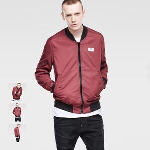 G-Star Men’s Burgundy Bomber Jacket with Black Trim
